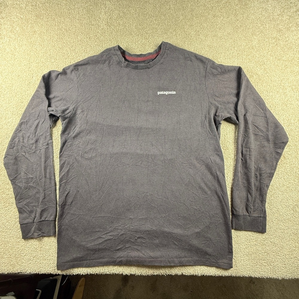 Patagonia Mens P-6 Logo Responsibili-Tee Long Sleeve Shirt Gray Medium